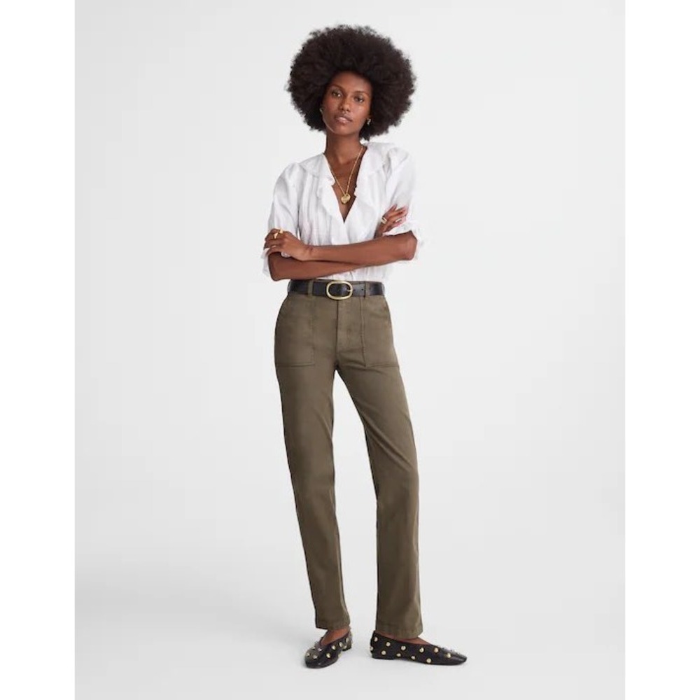 Madewell The Straight Utility Pant‎ Womens 4 27 Olive Green High Rise NX472 NWT